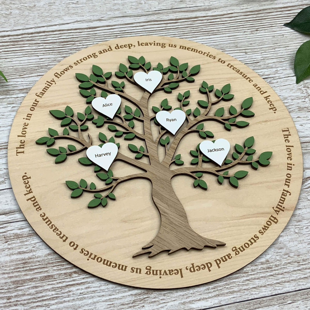 Personalised Wooden Family Quote Tree Sign