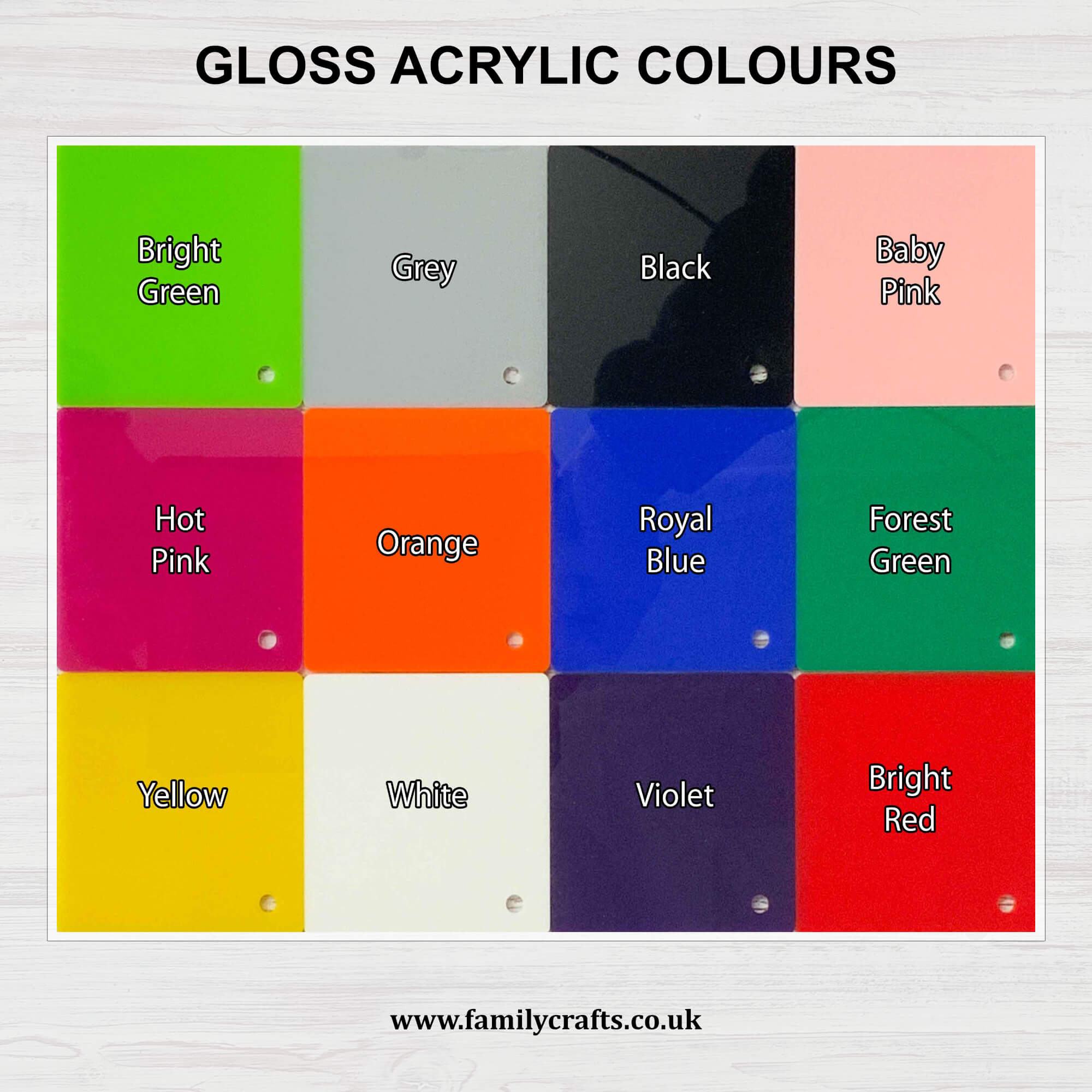 Acrylic Wording Colour Options