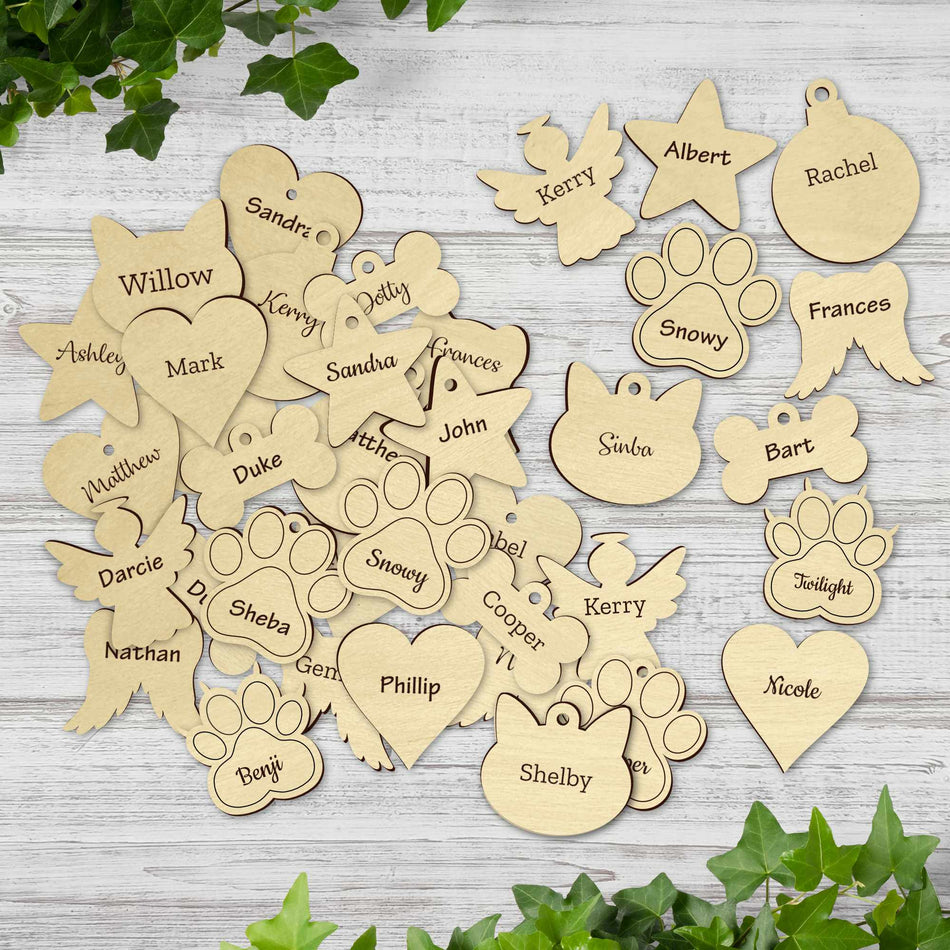 Engraved Wooden Plywood Hearts and Shapes