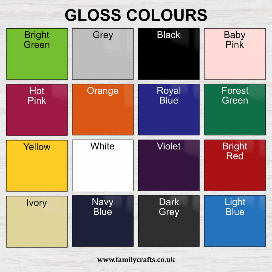 Acrylic Colour Options