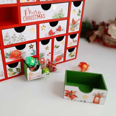 Christmas Holiday Wishes Advent Calendar with 24 Drawers