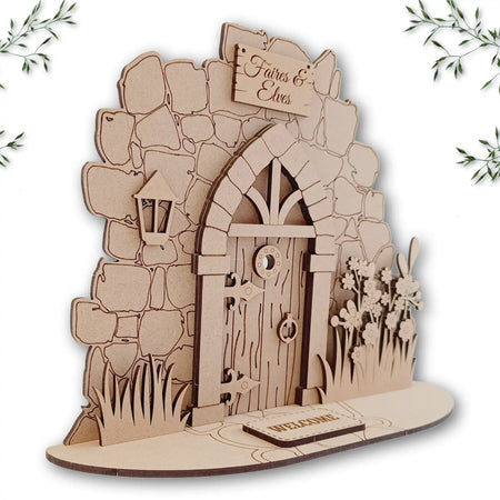 Freestanding Medieval Walled Fairy Door