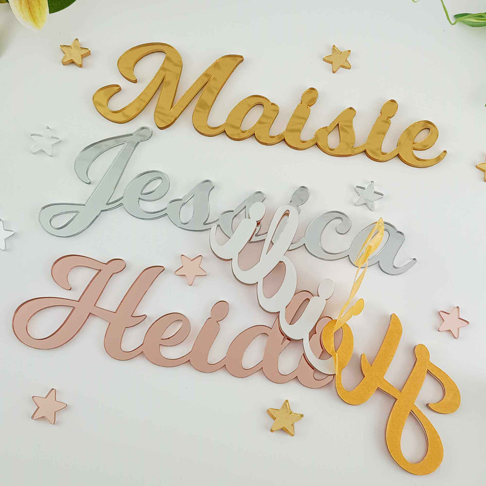 Personalised Mirror Acrylic Letters with Self Adhesive Backing