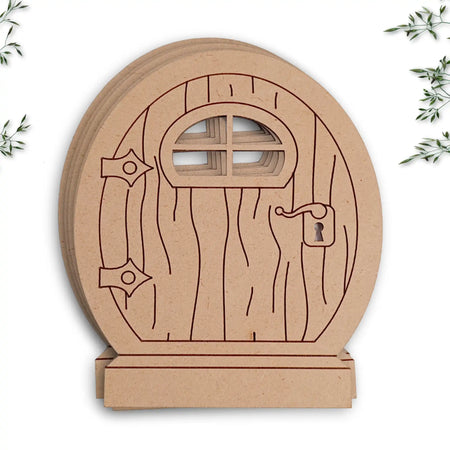 Oval Fairy Door Bundle with Woodgrain