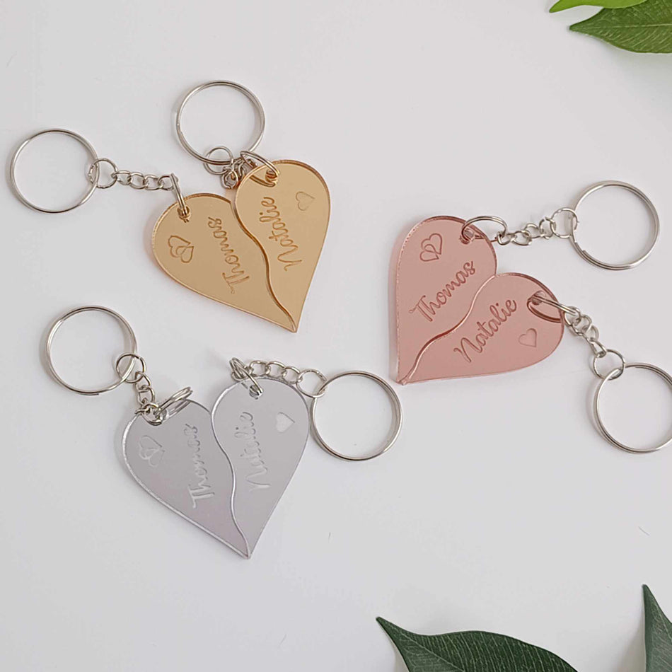 Personalised Acrylic Heart Keyrings