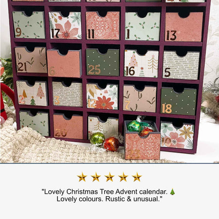 Festive Christmas Countdown Advent Calendar with 25 Drawers