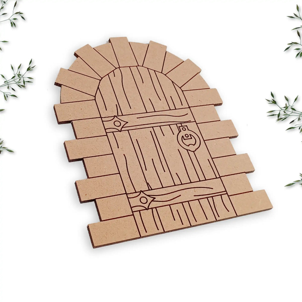 Sandstone Fairy Door with Woodgrain