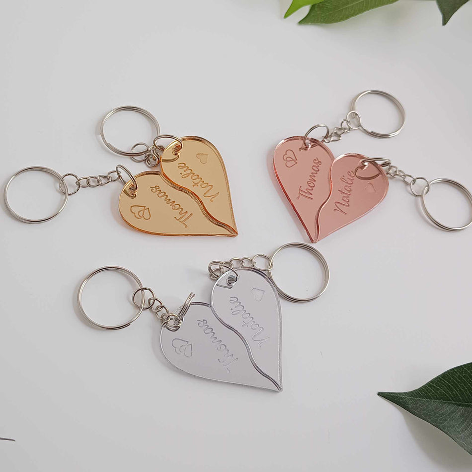 Personalised Acrylic Heart Keyrings