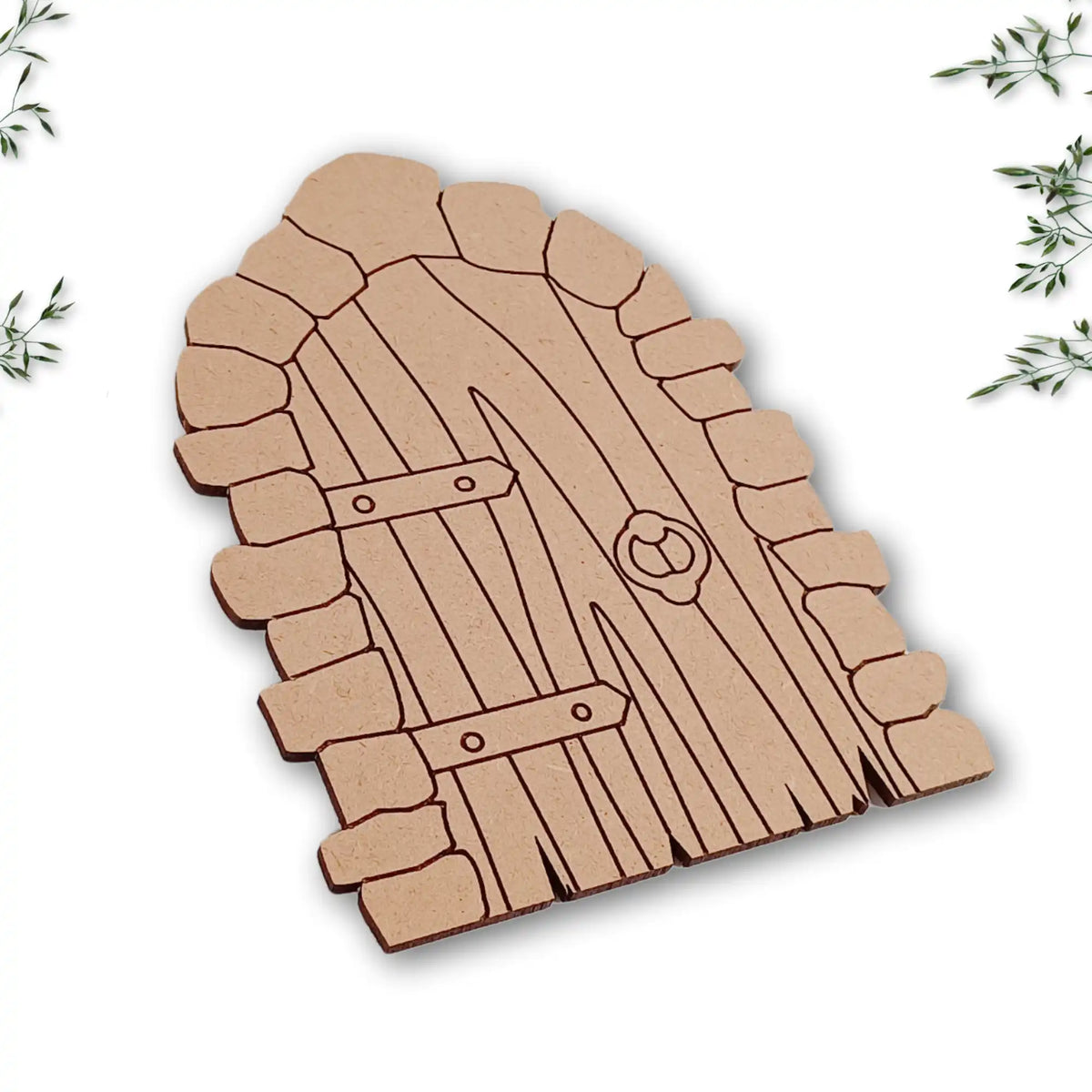 Stone Block Fairy Door with Woodgrain