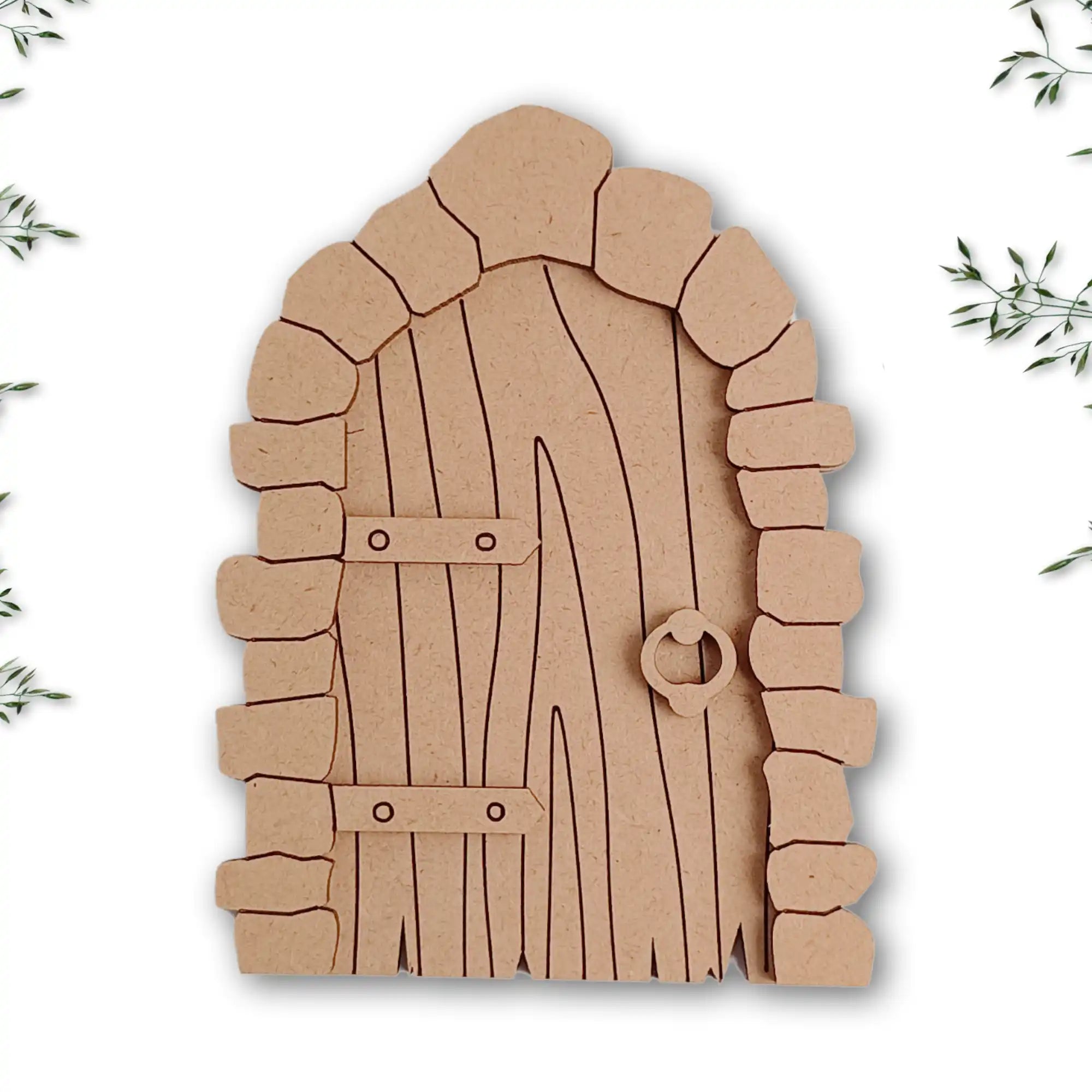 Stone Block Fairy Door Craft Kit with Woodgrain