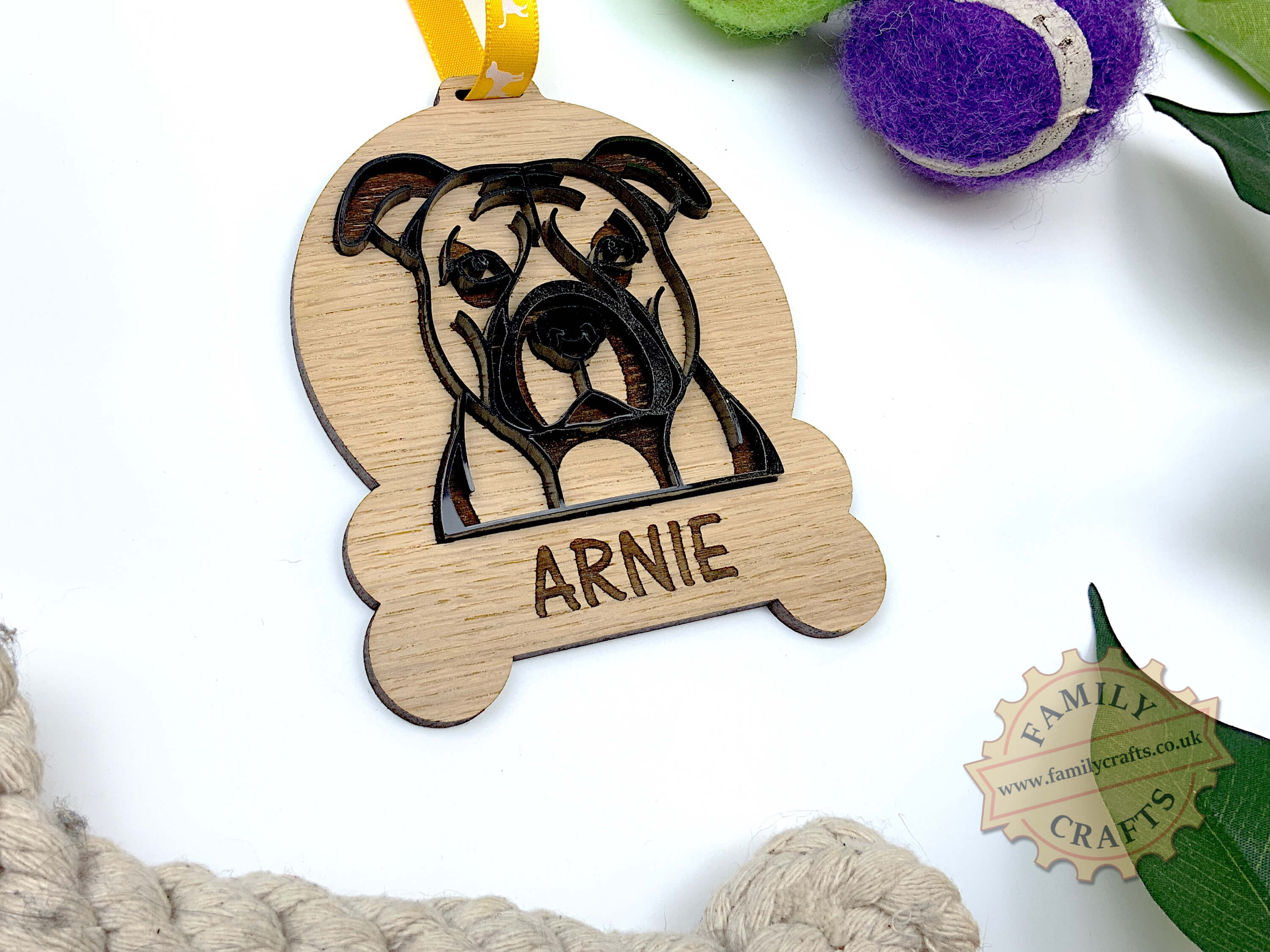 Custom Wooden Dog Bauble